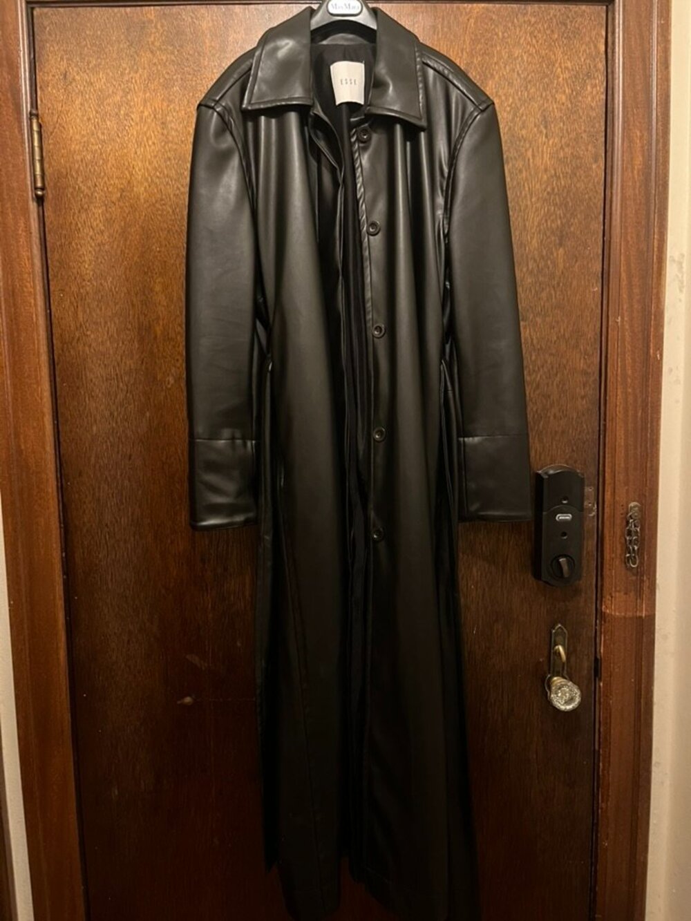Black Classico Trench Faux-Leather Coat